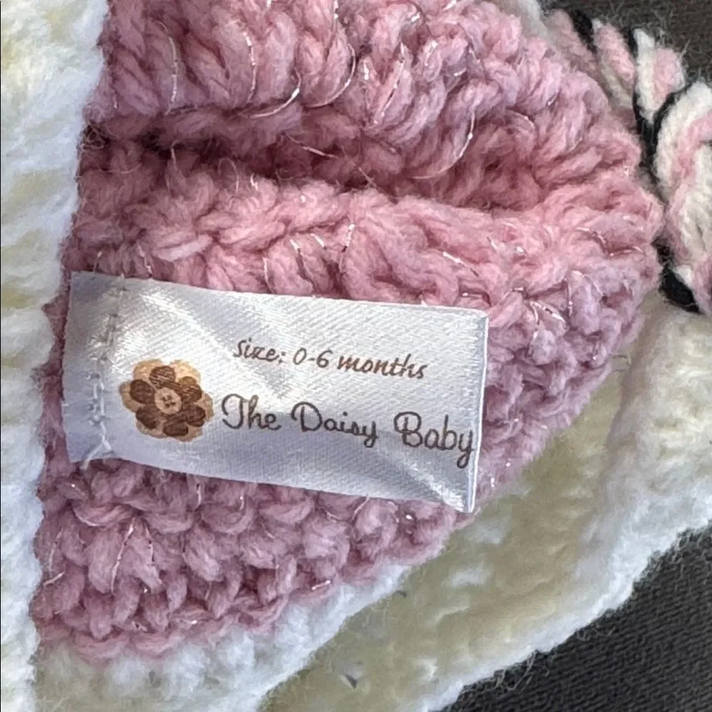 Daisy Baby Infant Toddler Snowman Beanie Hat Pink with Pom 0-6 months NEW
